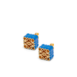 Women Anagram Stud Earrings - Bright Blue