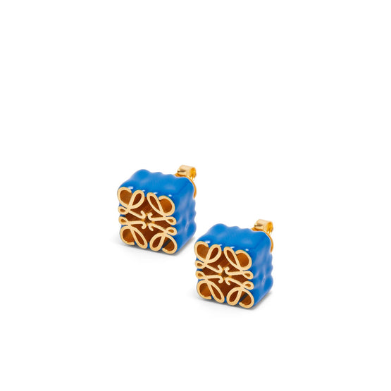 Women Anagram Stud Earrings - Bright Blue