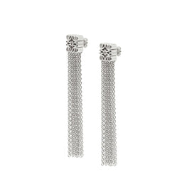 Women Anagram Fringe Earrings - Silver