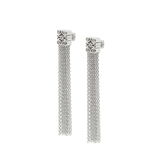 Women Anagram Fringe Earrings - Silver