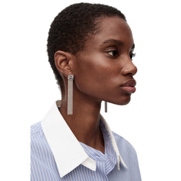Women Anagram Fringe Earrings - Silver