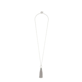 Women Anagram Fringe Necklace - Silver