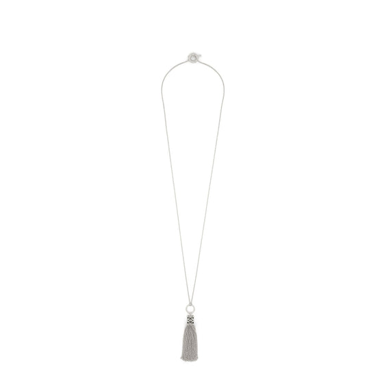 Women Anagram Fringe Necklace - Silver