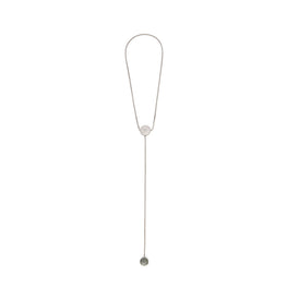 Women An. Pebble Stone Adj. Necklace - Silver/Green