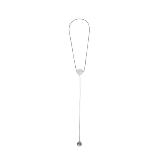 Women An. Pebble Stone Adj. Necklace - Silver/Green