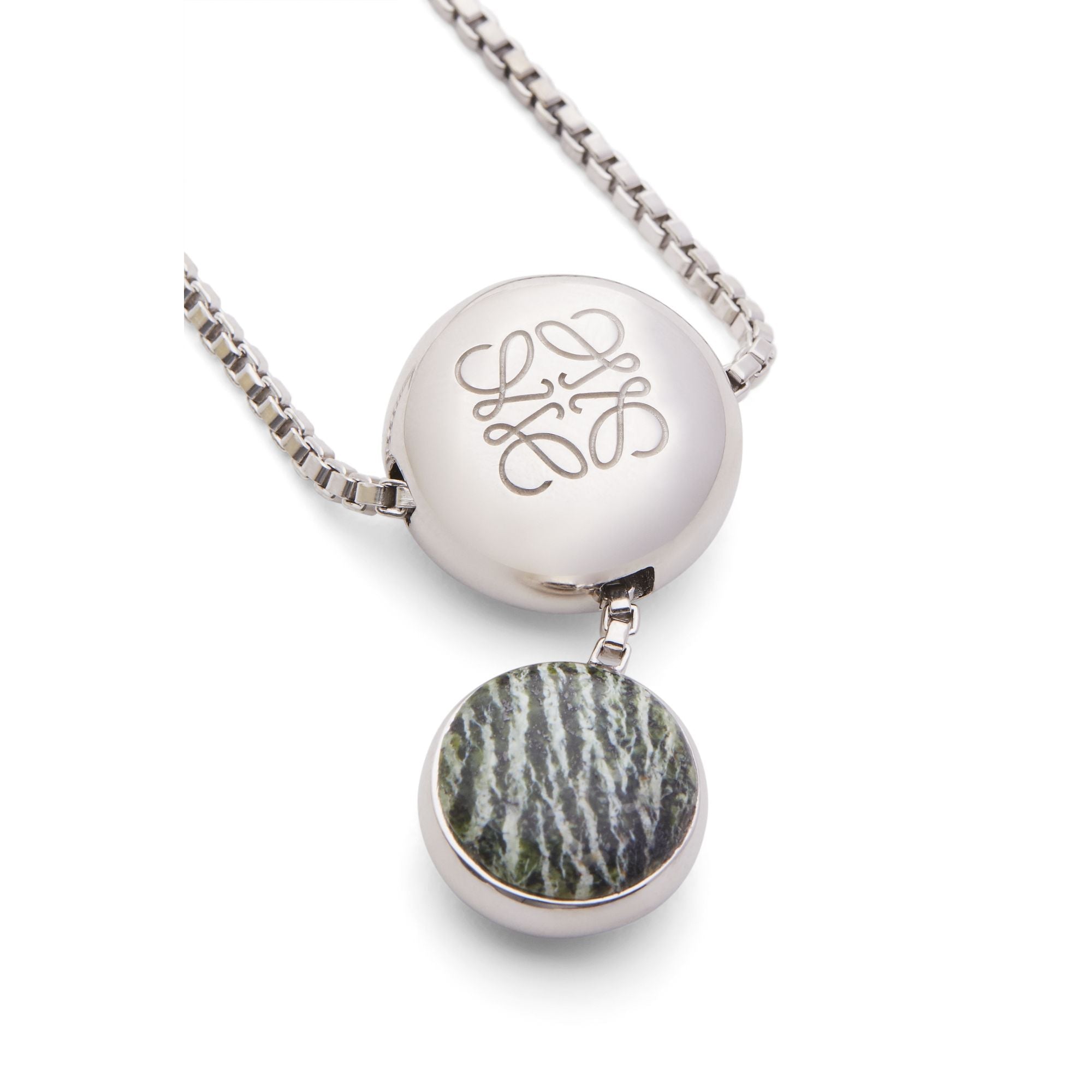 Women An. Pebble Stone Adj. Necklace - Silver/Green