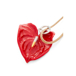 Women Anthurium Pendant Necklace - Red