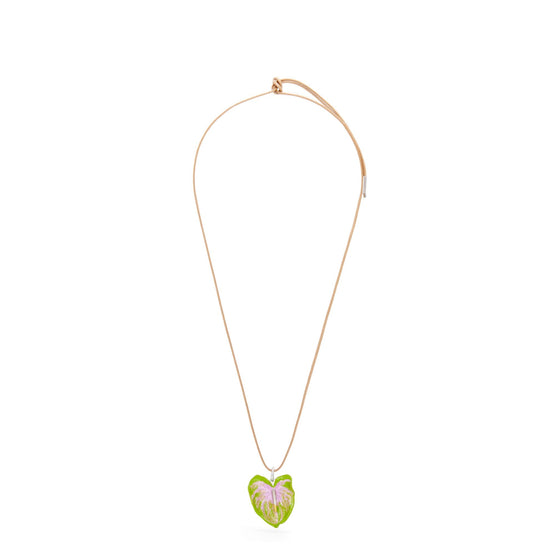 Women Anthurium Pendant Necklace - Green
