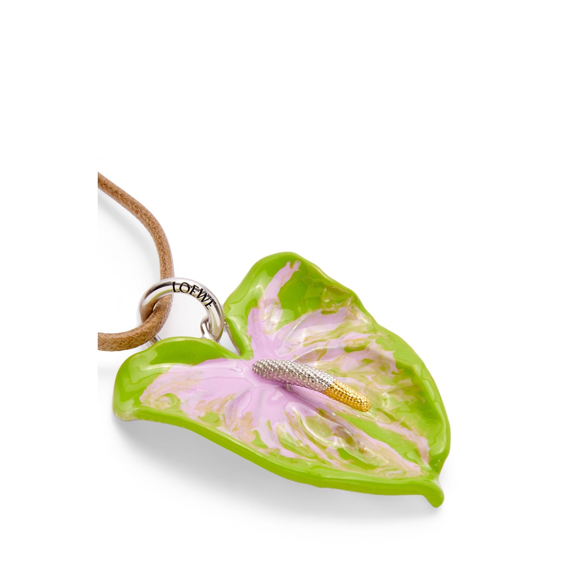 Women Anthurium Pendant Necklace - Green