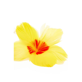 Women Hibiscus Feather Necklace - Silver/Yellow
