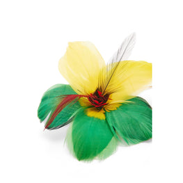 Women Hibiscus Feather Necklace - Silver/Multicolor