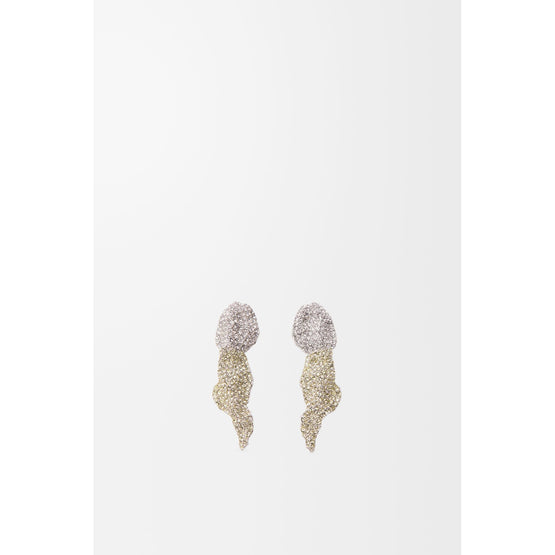 [Fixed Price Item] Women Glitter Fragment Earrings - Silver/Transparent/Pale Yellow
