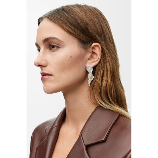 [Fixed Price Item] Women Glitter Fragment Earrings - Silver/Transparent/Pale Yellow