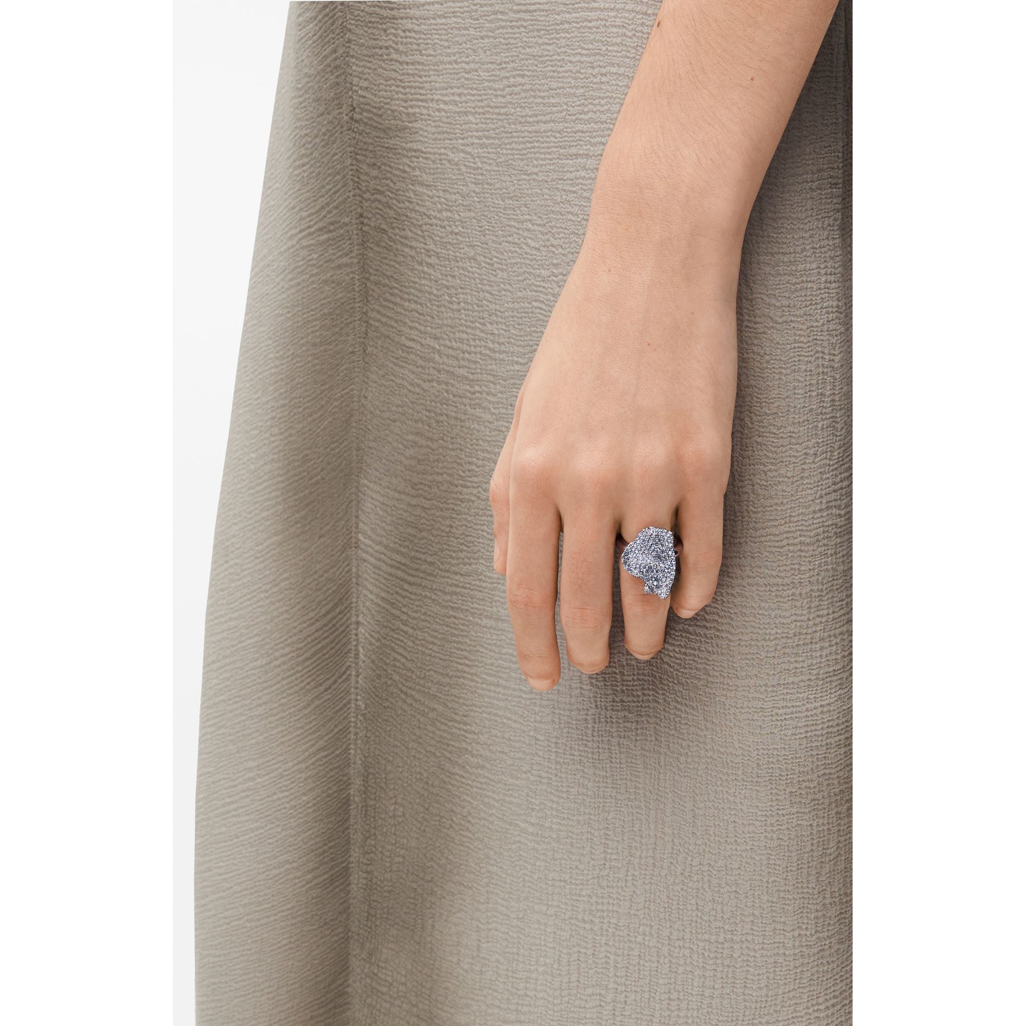 [Fixed Price Item] Women Glitter Fragment Single Ring - Silver/Light Sapphire Blue