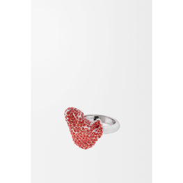 [Fixed Price Item] Women Glitter Fragment Single Ring - Silver/Dark Coral