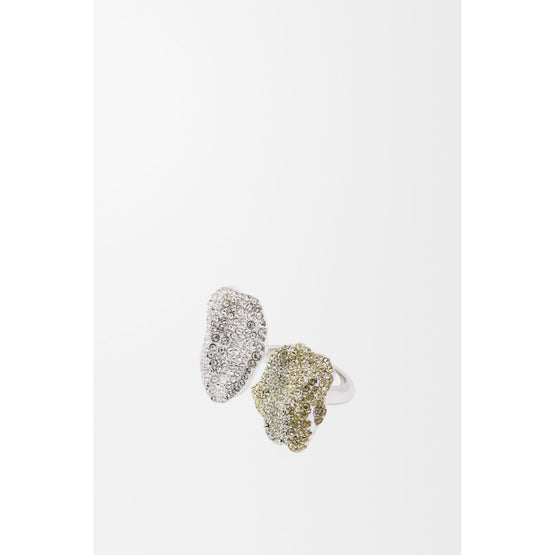 [Fixed Price Item] Women Glitter Fragment Double Ring - Silver/Transparent/Pale Yellow
