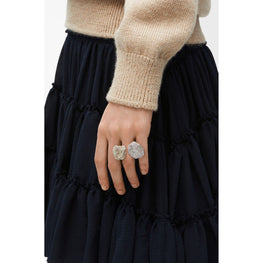 [Fixed Price Item] Women Glitter Fragment Double Ring - Silver/Transparent/Pale Yellow