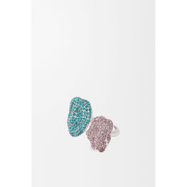 [Fixed Price Item] Women Glitter Fragment Double Ring - Silver/Turquoise/Mauve