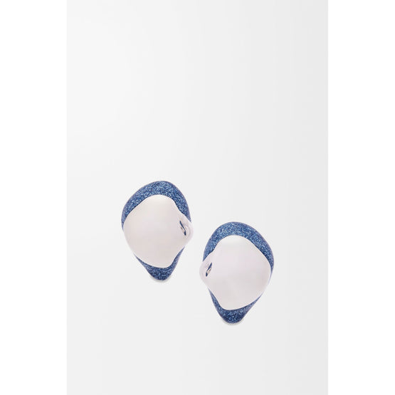 [Fixed Price Item] Women Foam Drip Enamel Stud Earrings - Silver/Blue