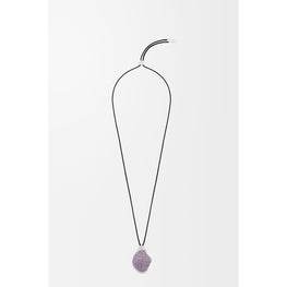 [Fixed Price Item] Women Foam Drip Pave Pendant - Silver/Light Mauve