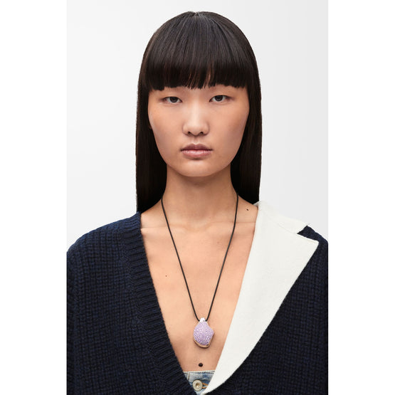 [Fixed Price Item] Women Foam Drip Pave Pendant - Silver/Light Mauve