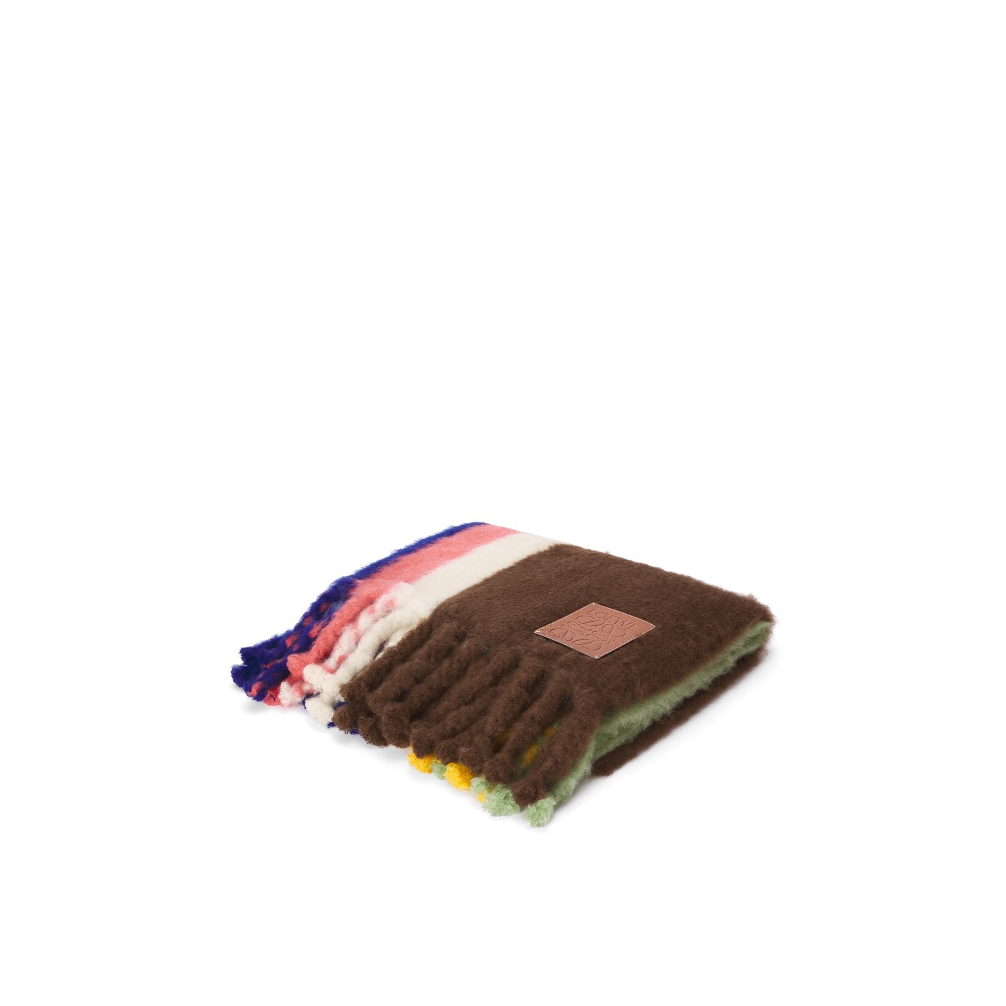 Unisex 130X180 Stripe Mohair Blanket - Multicolor/Yellow