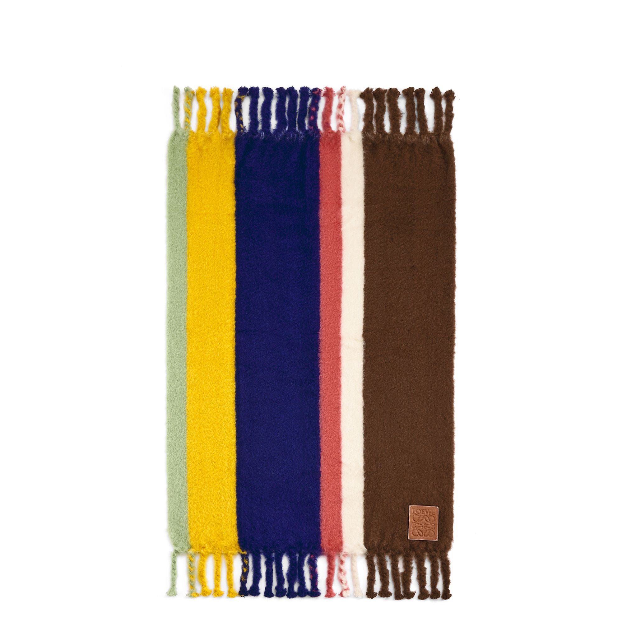 Unisex 130X180 Stripe Mohair Blanket - Multicolor/Yellow