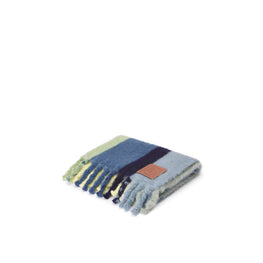 Unisex 130X180 Stripe Mohair Blanket - Multicolor/Blue