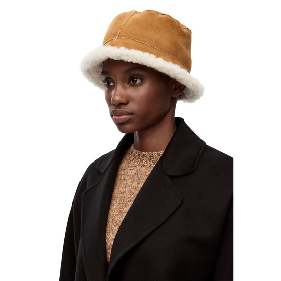 Women Bucket Hat - Camel/White