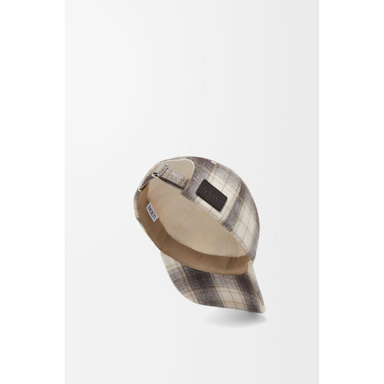 Men Patch Cap Tartan Check - Brown/Ecru