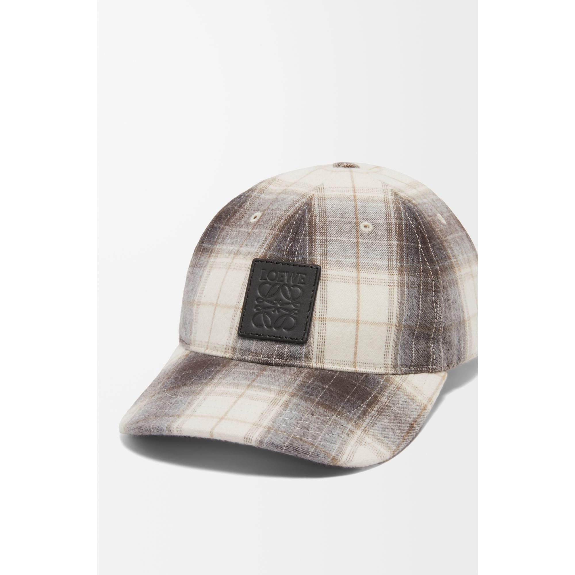 Men Patch Cap Tartan Check - Brown/Ecru