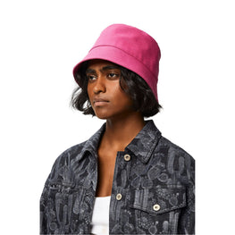 Women Bucket Hat - Magenta/Tan
