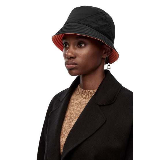 Women Reversible Bucket Hat - Black/Orange