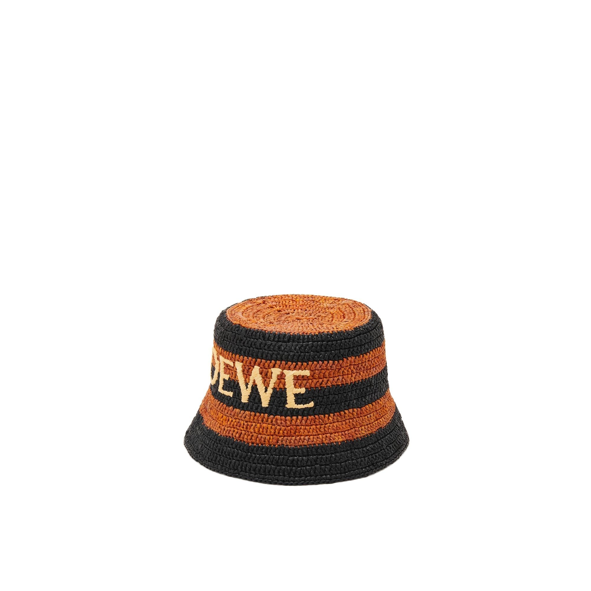 Women Loewe Stripes Bucket Hat - Black/Honey Gold