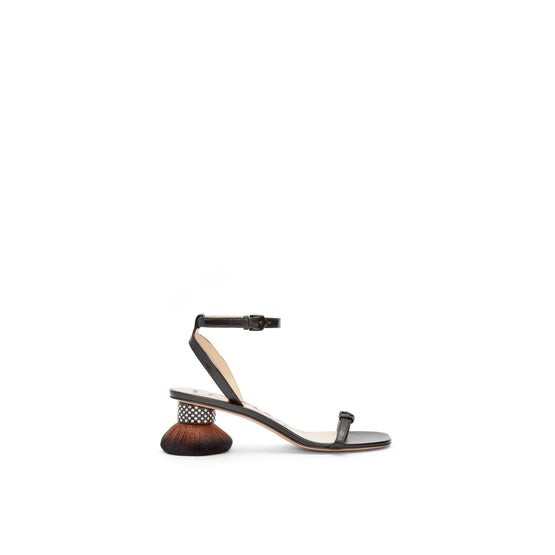 Women Petal Brush Heel Sandal - Black