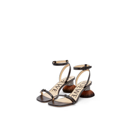 Women Petal Brush Heel Sandal - Black