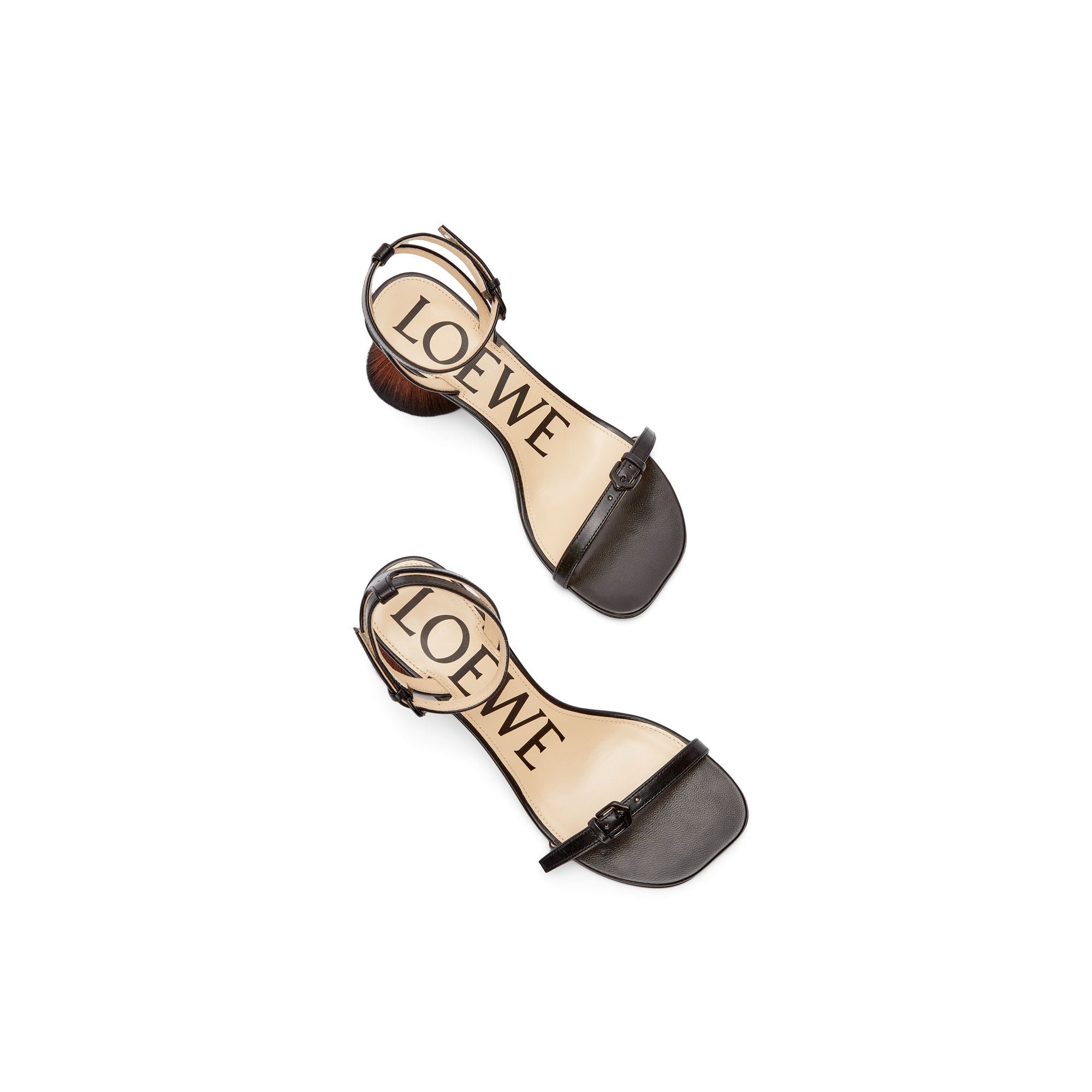 Women Petal Brush Heel Sandal - Black