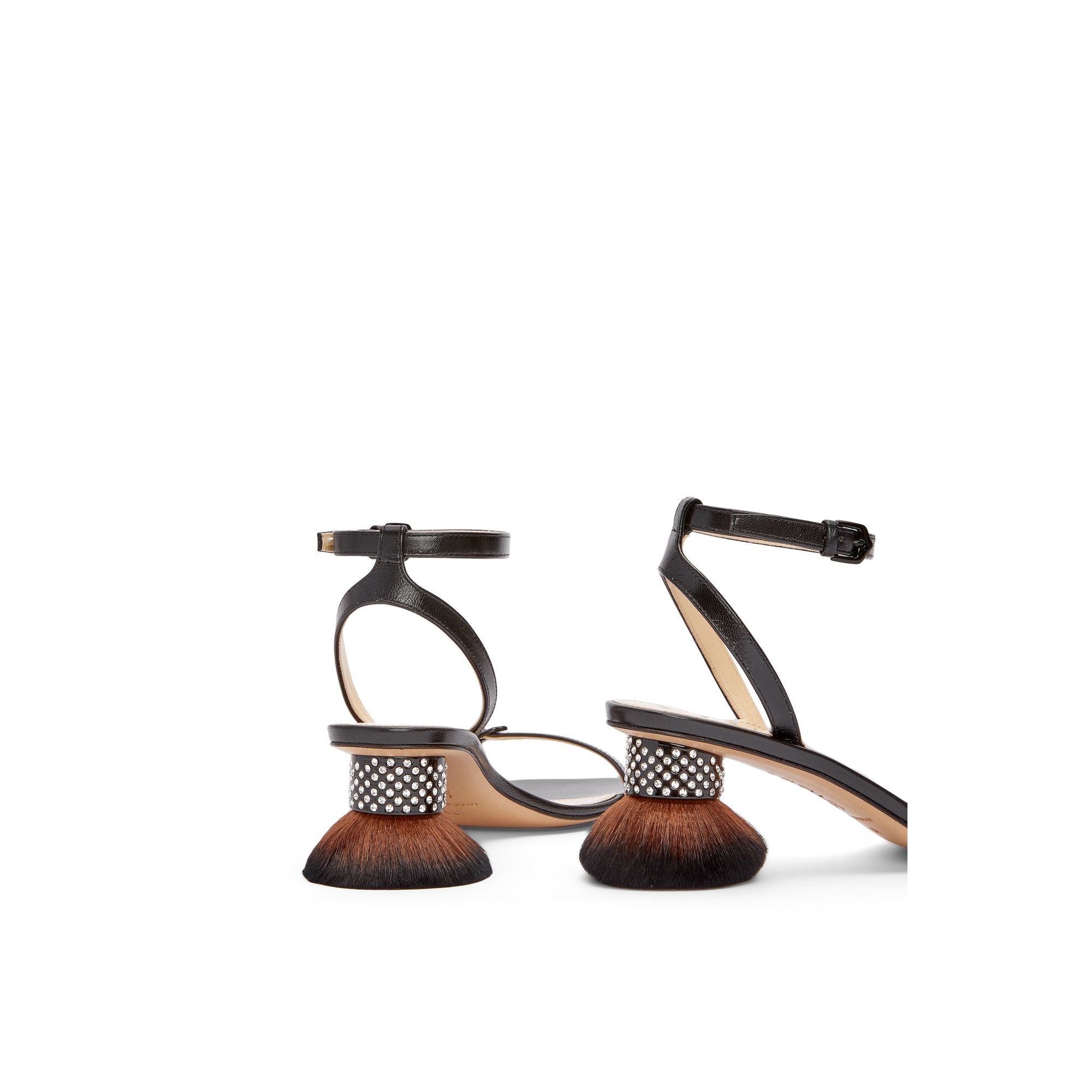 Women Petal Brush Heel Sandal - Black
