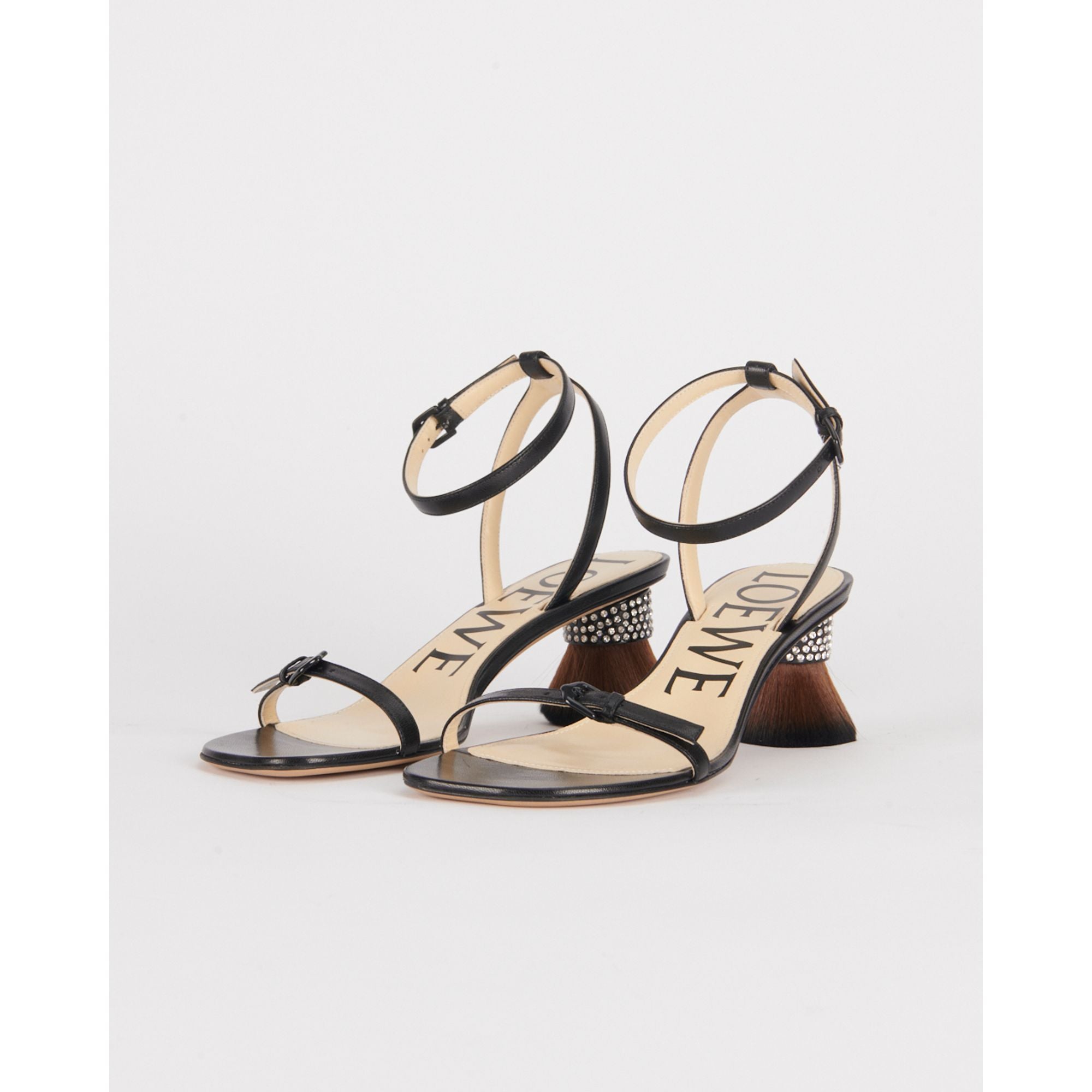 Women Petal Brush Heel Sandal - Black
