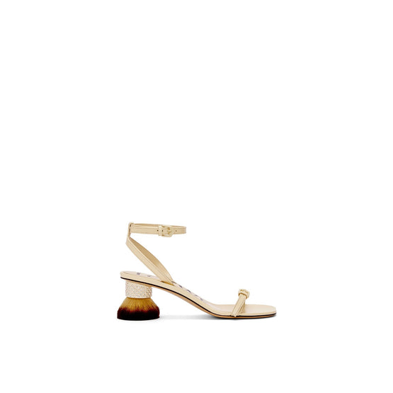 Women Petal Brush Heel Sandal - Oat Milk