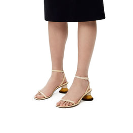 Women Petal Brush Heel Sandal - Oat Milk