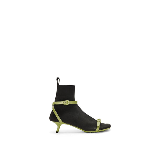 Women Petal Sock Ankle Boot 45 - Black/Matcha