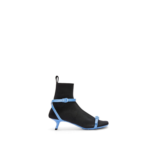 Women Petal Sock Ankle Boot 45 - Black/Light Denim