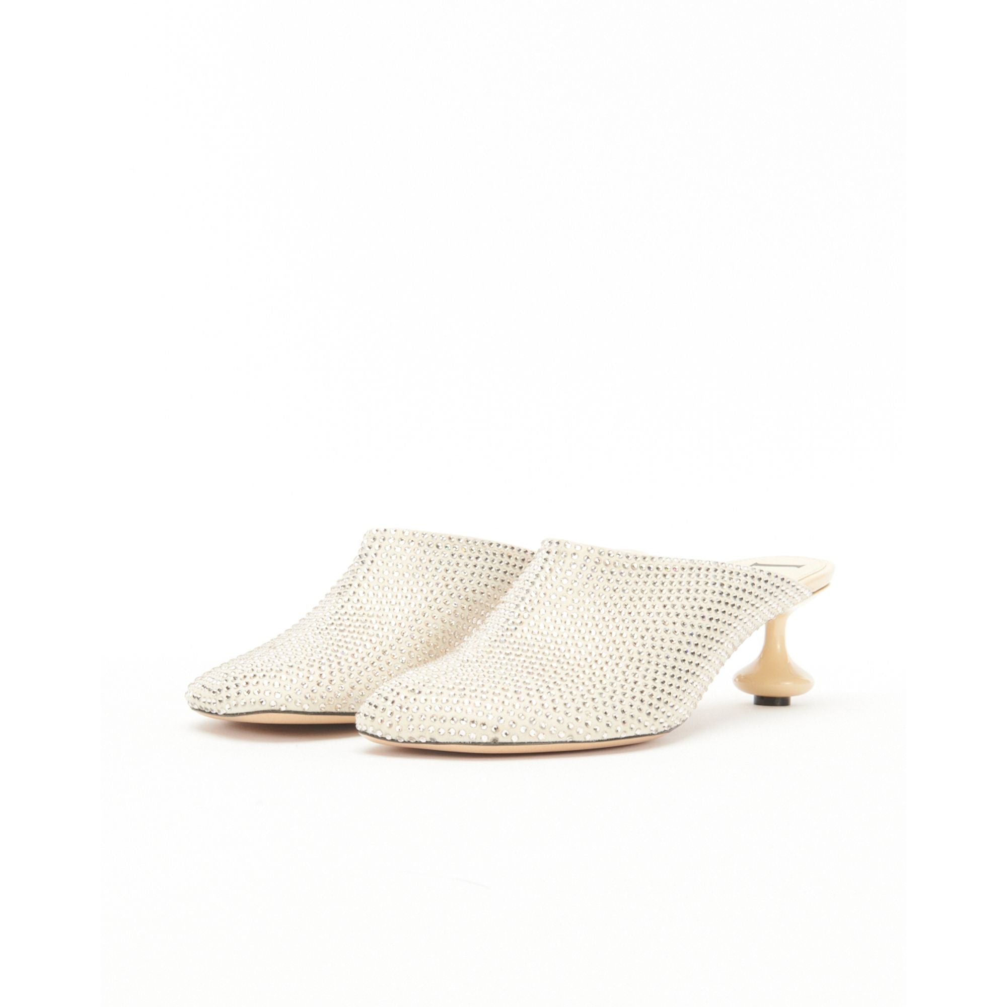 Women Toy Mule 45 Strass - Oat Milk