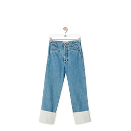 Women Fisherman Turn-Up Jeans - Blue Denim
