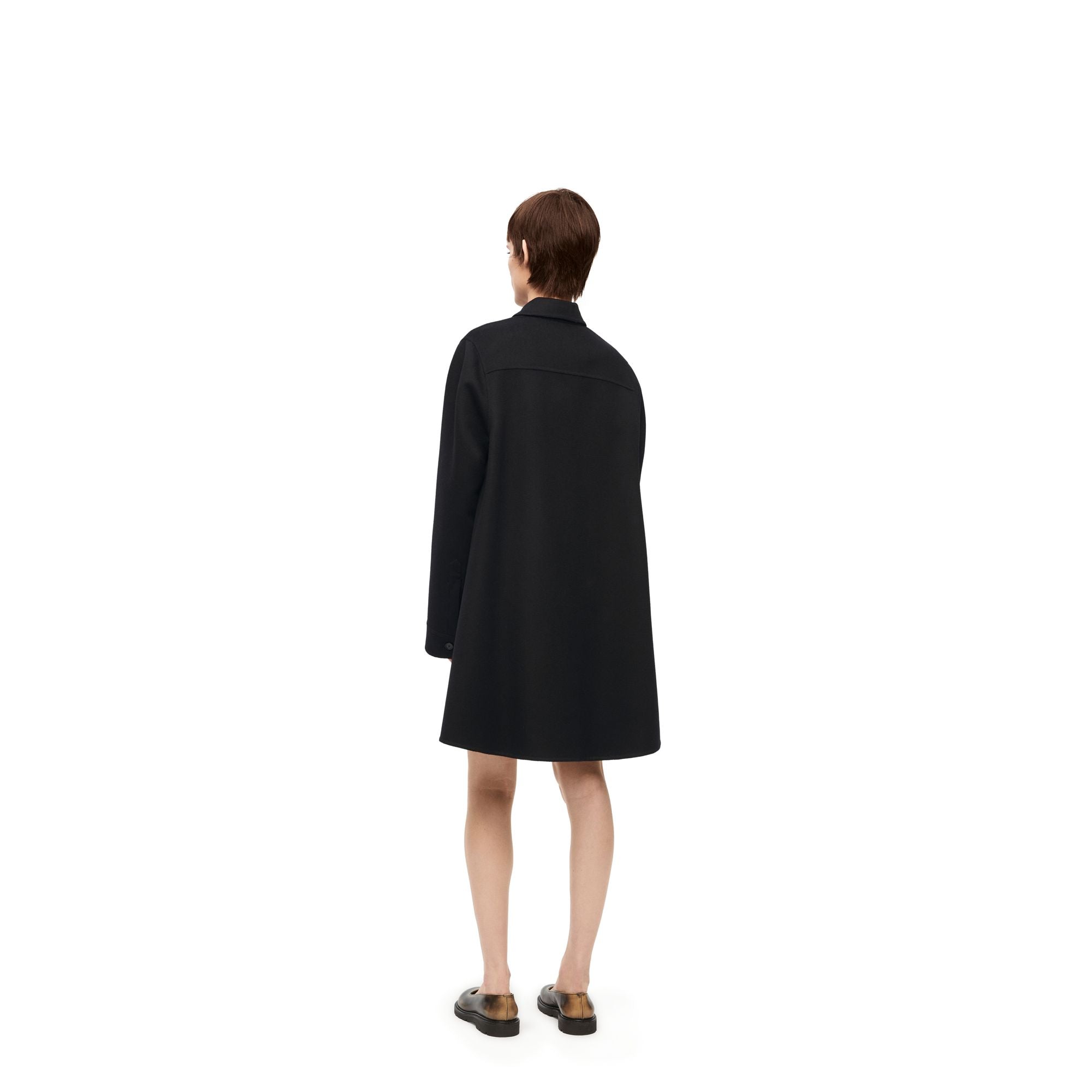 Women Trapeze Coat - Black