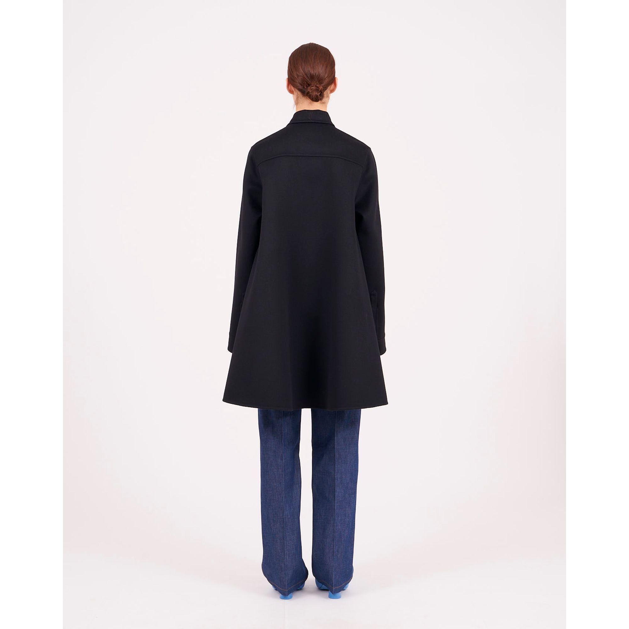 Women Trapeze Coat - Black