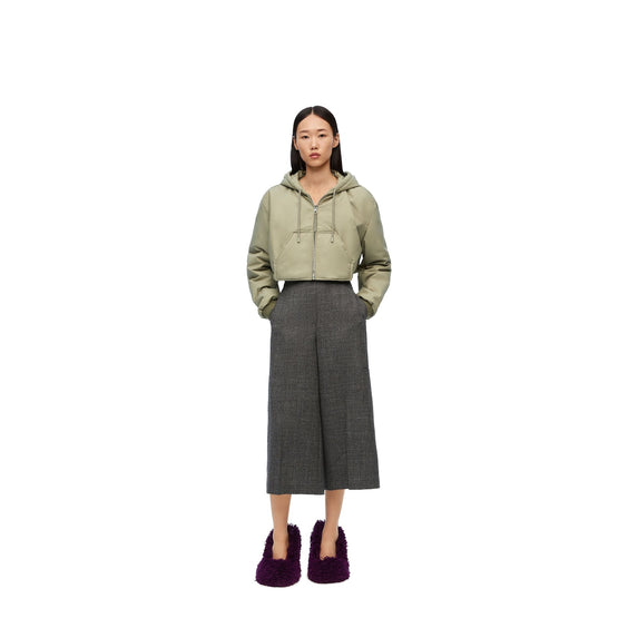 Women Cropped Hooded Jacket - Laurel Green