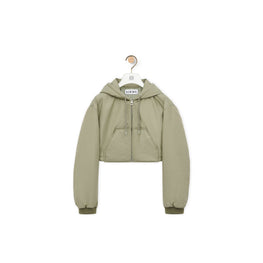 Women Cropped Hooded Jacket - Laurel Green