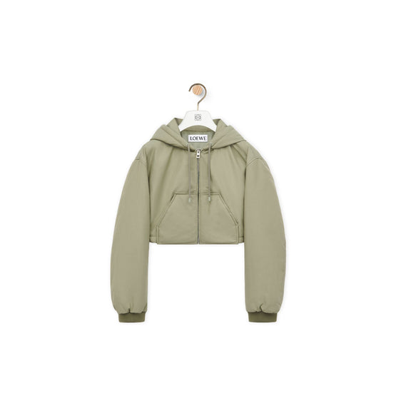 Women Cropped Hooded Jacket - Laurel Green